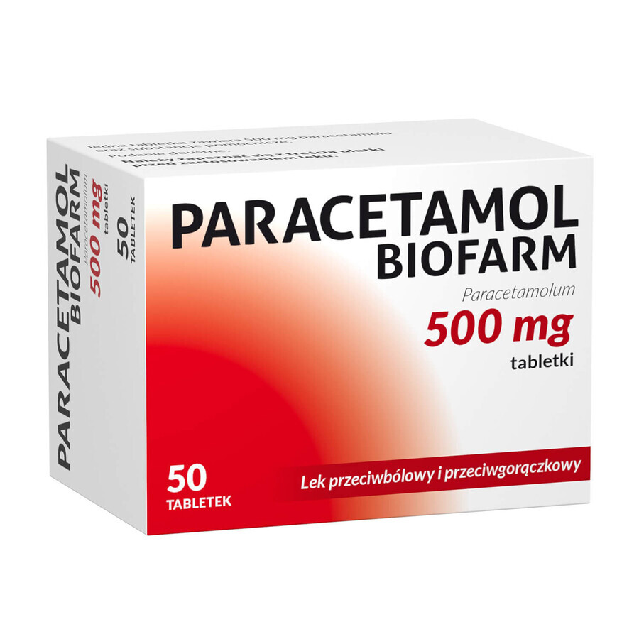 Paracetamol Biofarm 500 mg, 50 Tabletten VERUNREINIGTE VERPACKUNG