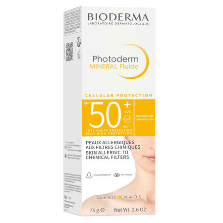 Bioderma Photoderm Mineral Fluide, fluid mineral protector, SPF 50+, 75 g Ambalaj deteriorat