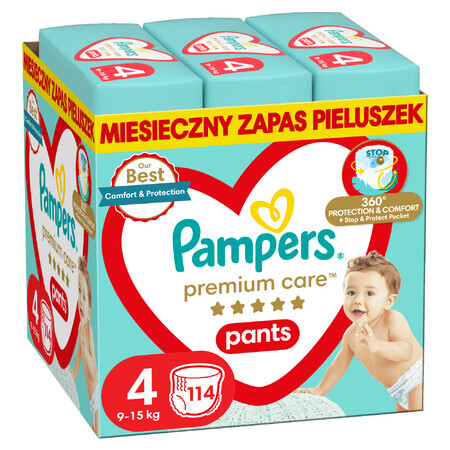 Pampers Premium Care Pants, luiers, maat 4, 9-15 kg, 114 stuks GEDECORISEERDE VERPAKKING