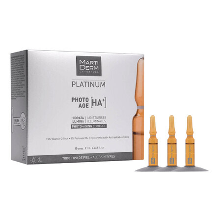 MartiDerm Platinum Photo Age [HA+], ser hidratant și iluminator, 2 ml x 10 fiole AMBALAJ DISTRUS