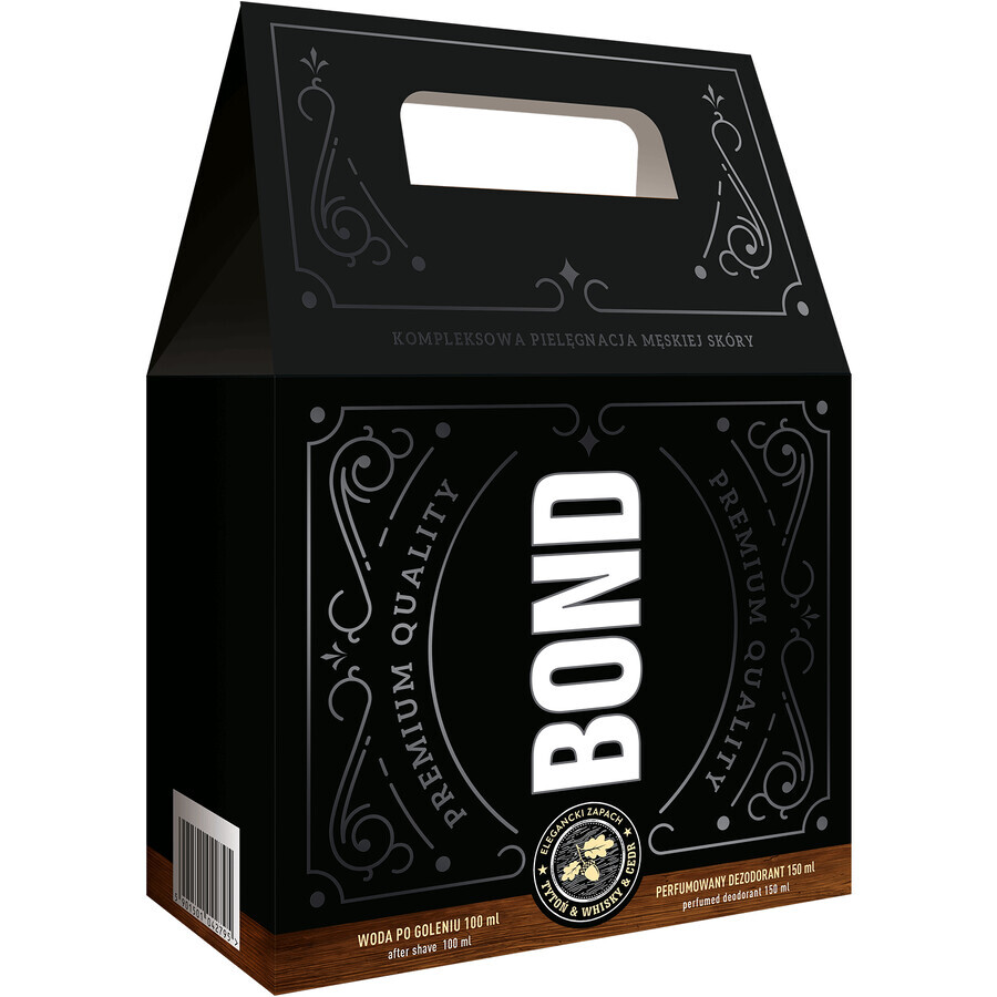 Bond Tobacco, Whisky and Cedar Set, Aftershave, 100 ml + Deodorant, 150 ml DEKORIERTE VERPACKUNG