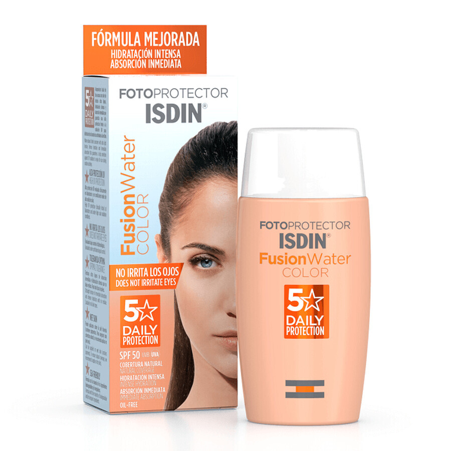 Isdin Fusion Water Color Photoprotective Sun Protection Cream für das Gesicht mit SPF 50 50 ml