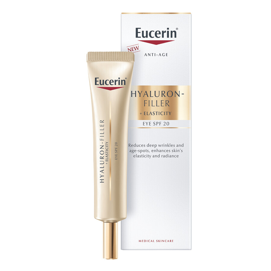 Eucerin Hyaluron Filler + Elasticity, straffende Anti-Falten Augencreme, SPF 20, 15 ml