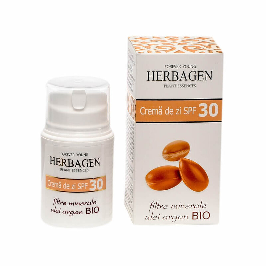 Tagescreme mit mineralischen Filtern und Arganöl Bio SPF 30, 50 g, Herbagen