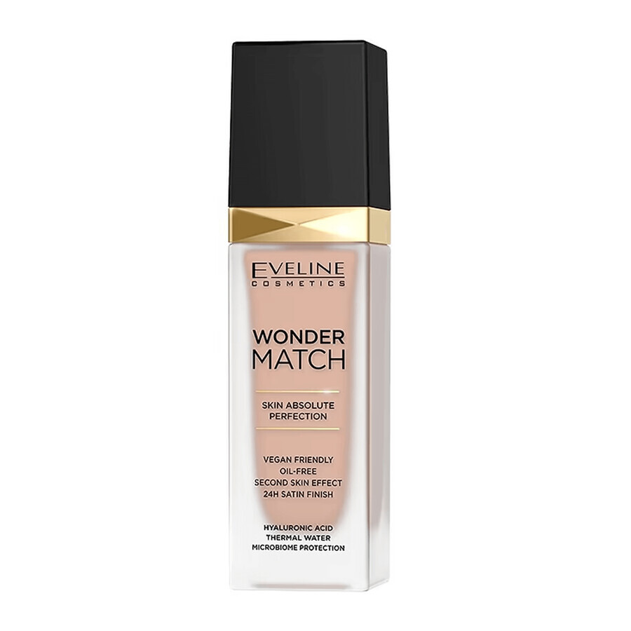 Eveline Cosmetics Wonder Match, luxuriöse, der Haut angepasste Grundierung, Nr. 35 Sunny Beige, 30 ml