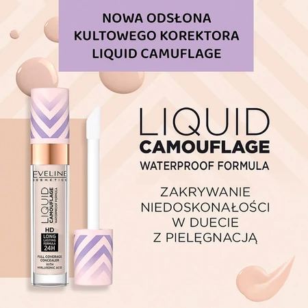 Eveline Cosmetics Liquid Camuflage, wasserfester Abdeckstift mit Hyaluronsäure, Nr. 02, Light Vanilla, 7 ml