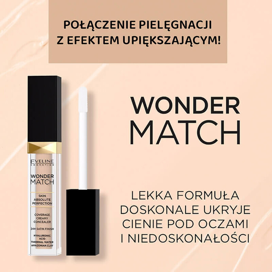 Eveline Cosmetics Wonder Match, Liquid Concealer, No. 20 Peach, 7 ml