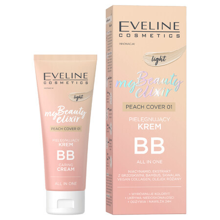 Eveline Cosmetics My Beauty Elixir, pflegende BB-Creme, Pfirsichabdeckung Nr. 01 light, 30 ml