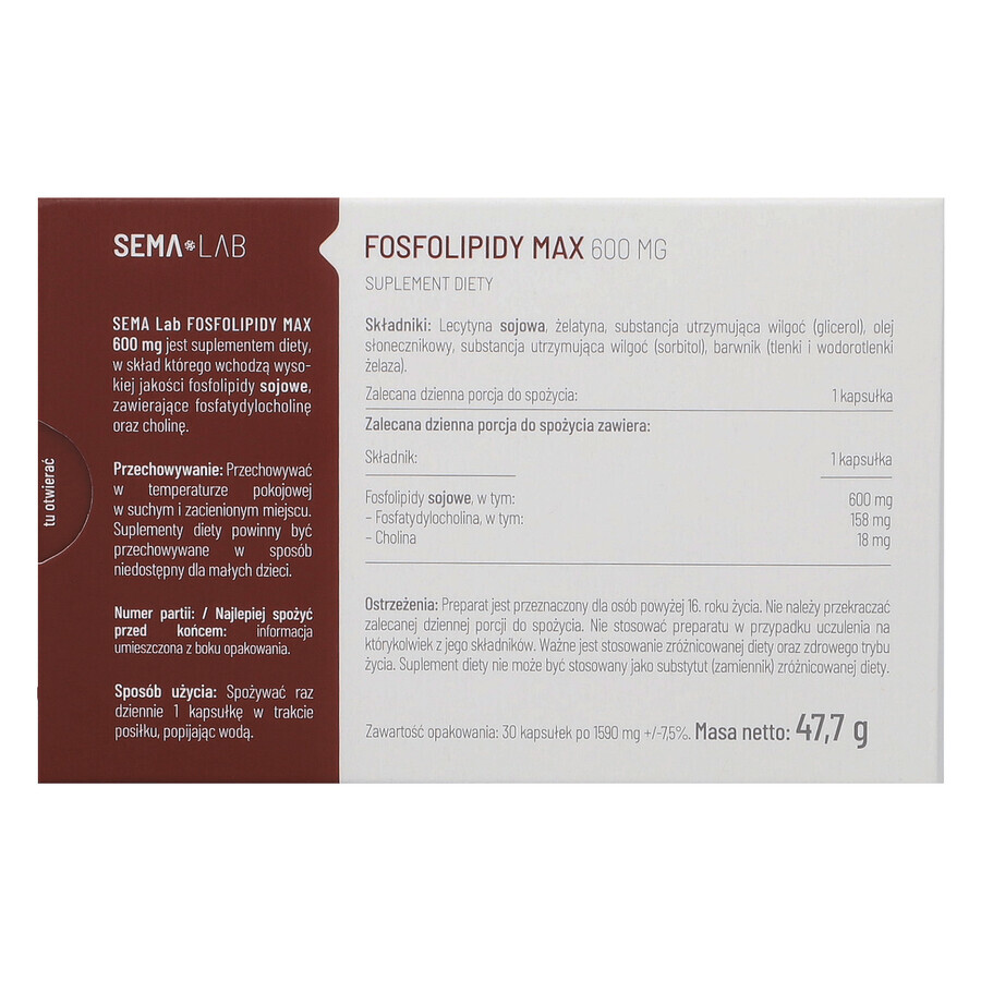 SEMA Lab Phospholipids Max 600 mg, 30 capsules