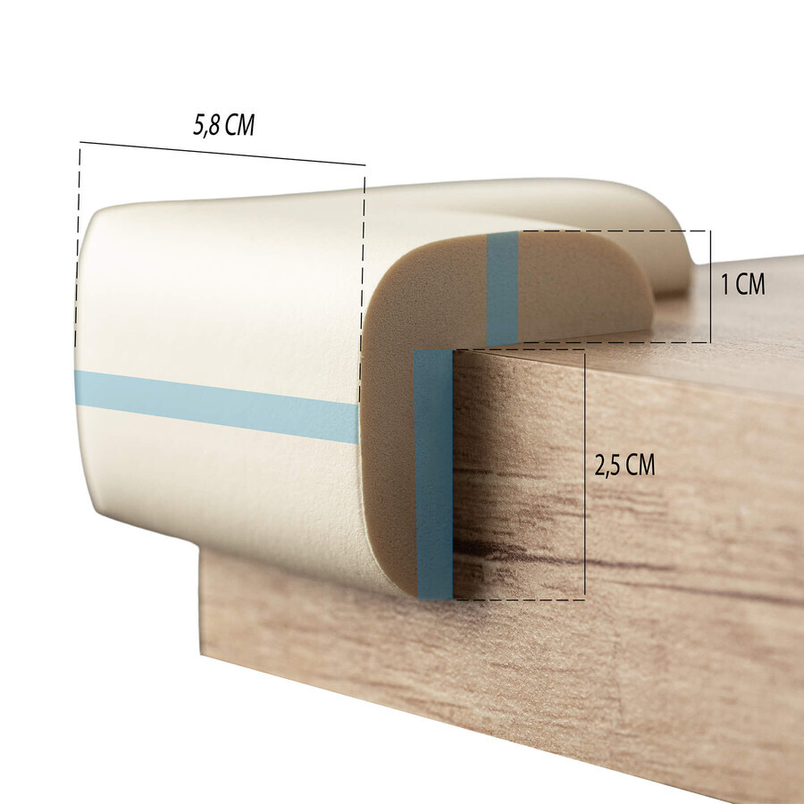 Sipo, Schaumstoff-Eckschoner für Möbelkanten und -ecken, ecru, 4 Stück