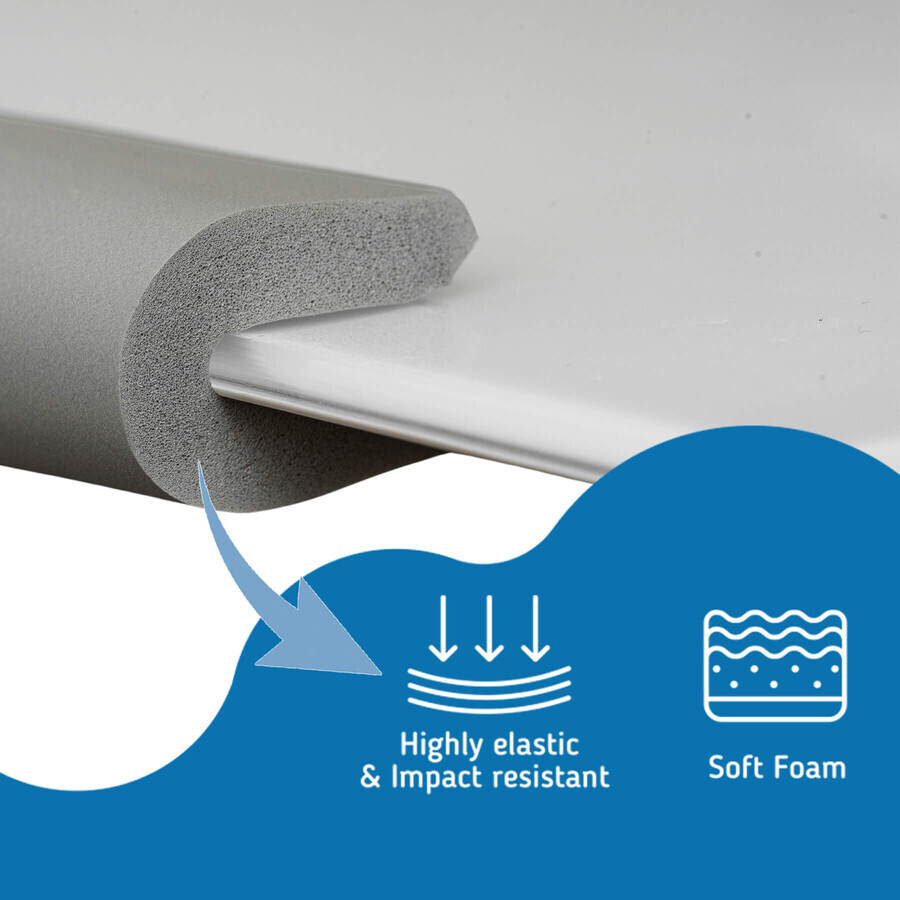 Sipo, Schaumstoffband zum Schutz von Glasmöbeln, U-Form, grau, 2 Meter