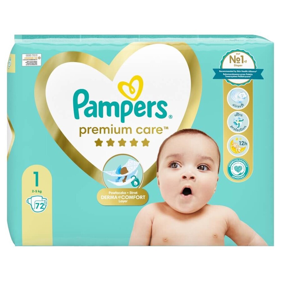 Pampers Premium Care, Windeln Größe 1, 2-5 kg, 72 Stück