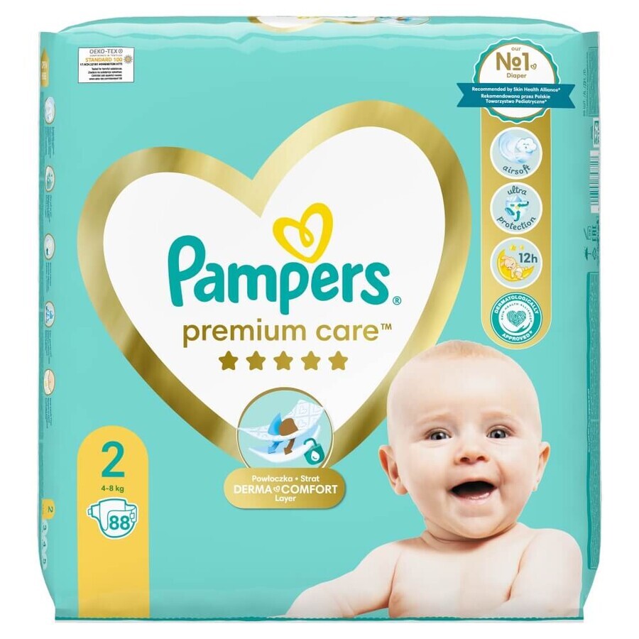 Pampers Premium Care, diapers, size 2, 4-8 kg, 88 pcs