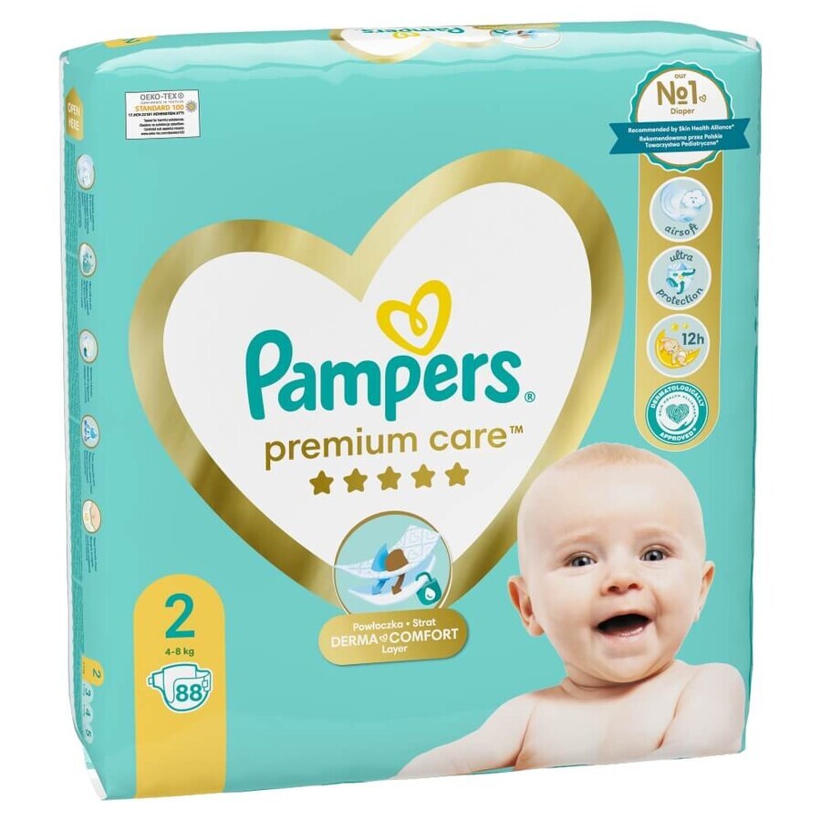 Pampers Premium Care, diapers, size 2, 4-8 kg, 88 pcs