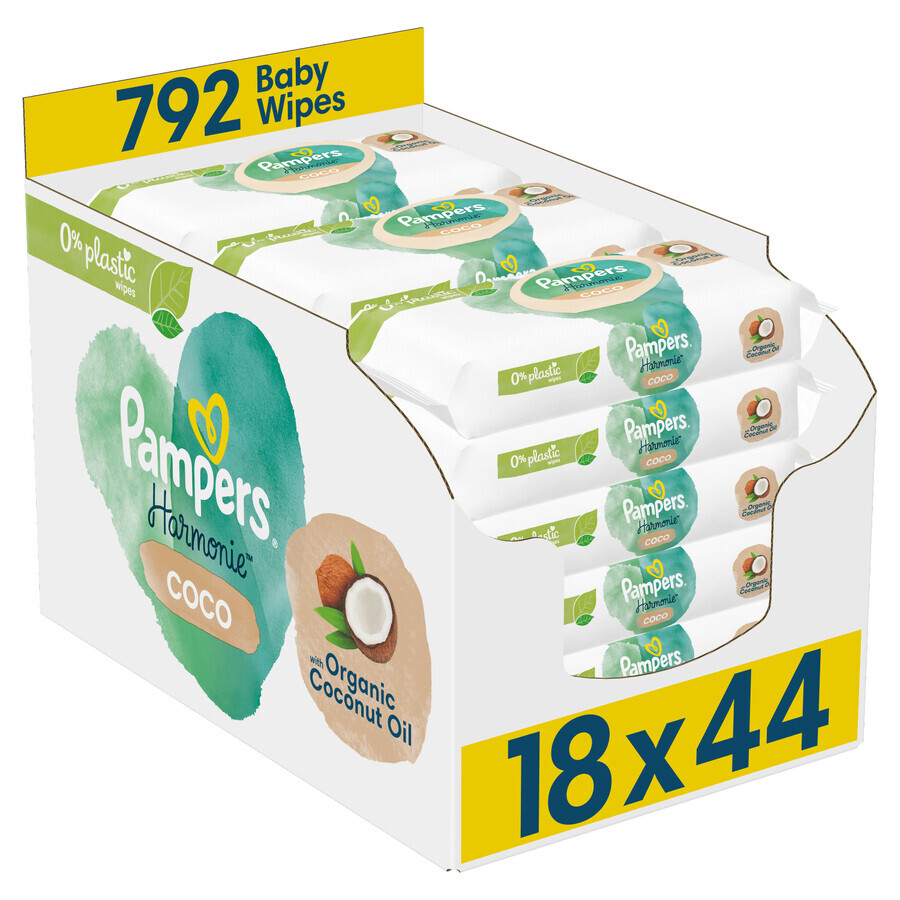 Pampers Harmonie Coco, șervețele umede, 18 x 44 bucăți