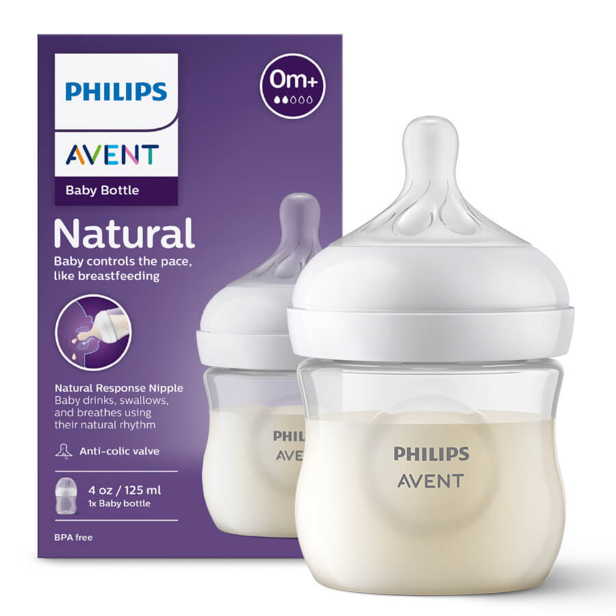 Avent Natural Response, biberon con tettarella reattiva, flusso 2, SCY900/01, dalla nascita, 125 ml 