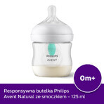 Avent Natural Response, Flasche mit ansprechendem Sauger, mit AirFree-Ventil, Durchflussmenge 2, SCY670/01, ab Geburt, 125 ml 