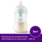 Avent Natural Response, Flasche mit ansprechendem Sauger, mit AirFree-Ventil, Durchfluss 3, SCY673/01, nach 1 Monat, 260 ml 