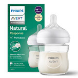 Avent Natural Response, Glasflasche mit ansprechendem Sauger, Flow 2, SCY930/01, ab Geburt, 120ml 