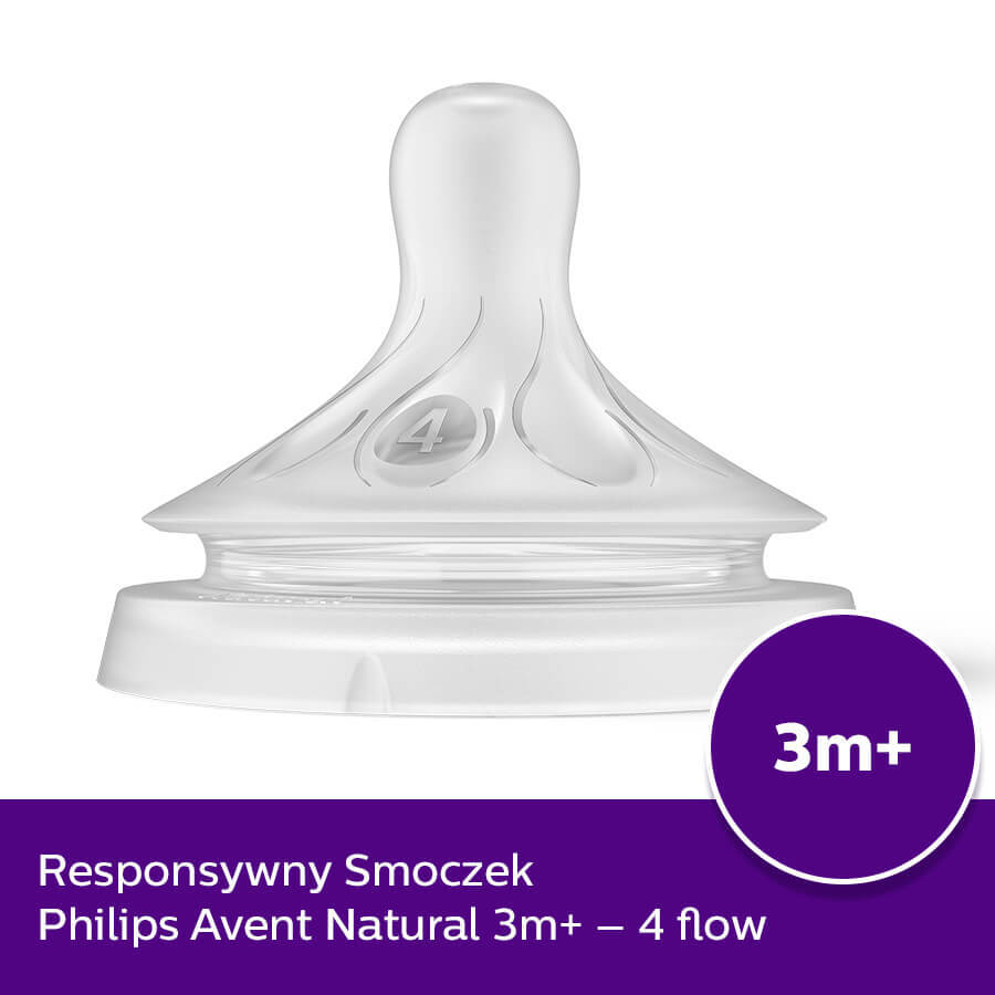 Avent Natural Response, Reactive Bottle Nipple, Flow 4, SCY964/02, After 3 Months, 2 Units