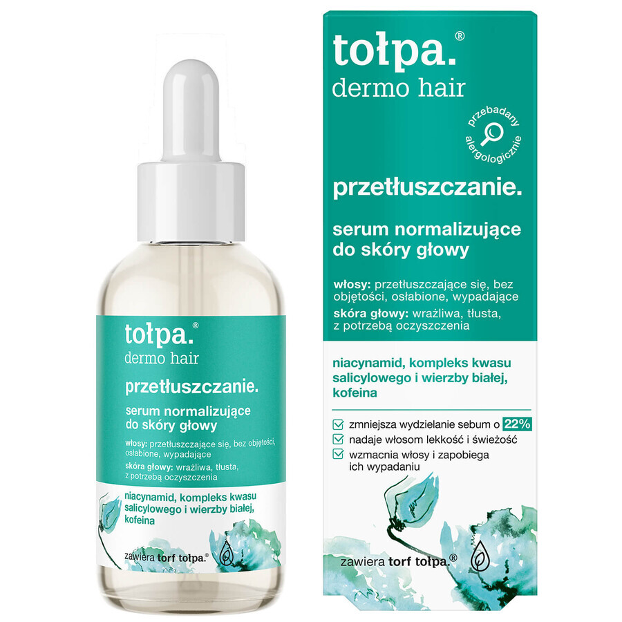 Tołpa Dermo Hair Greasing, suero normalizador para el cuero cabelludo, 75 ml