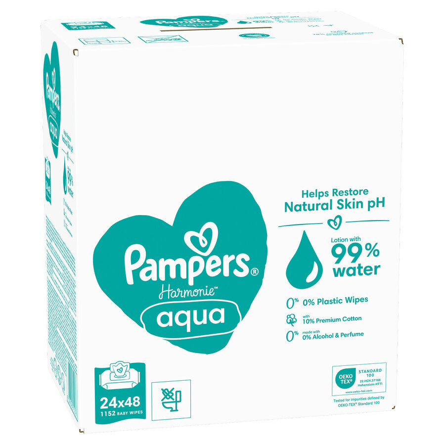 Pampers Harmonie Aqua, Feuchttücher, 24 x 48 Stück