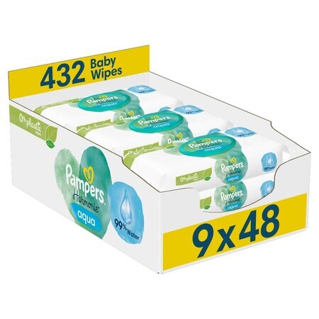 Pampers Harmonie Aqua, șervețele umede, 9 x 48 buc