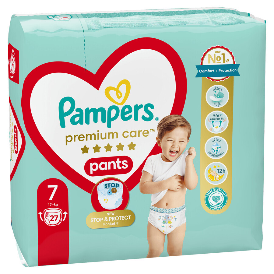 Pampers Premium Care Pants, Windeln Größe 7, 17+ kg, 27 Stück