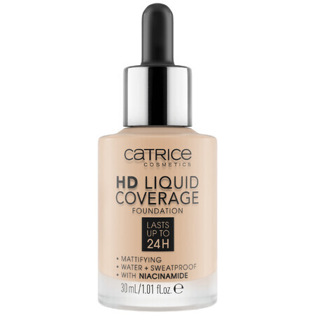 Catrice HD Liquid Coverage Foundation 24H, fond de ten lichid, 010 Light Beige, 30 ml