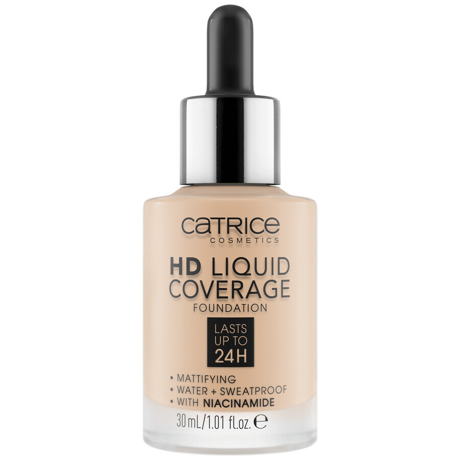 Catrice HD Liquid Coverage Foundation 24H, fond de ten lichid, 010 Light Beige, 30 ml