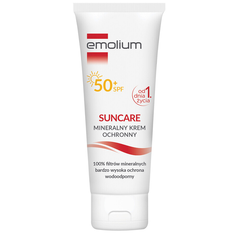 Set Emolium Suncare, mineralische Schutzcreme für Kinder ab dem 1. Tag und Erwachsene, SPF 50+, 2 x 50 ml + gratis Strandball