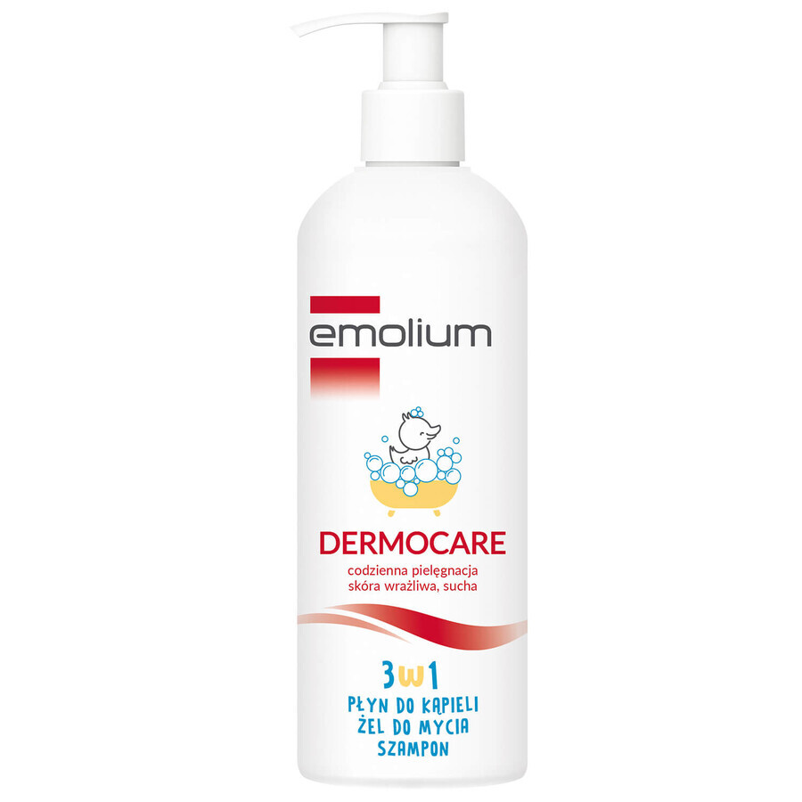 Emolium Dermocare 3-in-1-Set, Badelotion, Waschgel, Shampoo, 2 x 400 ml