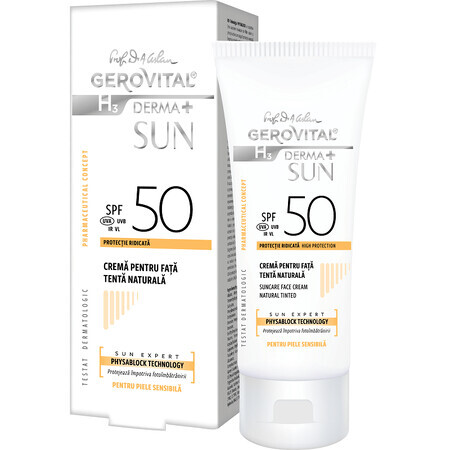 Gerovital H3 Derma+ Sun Gesichtscreme SPF50 Natürliches Zelt, 50ml, Farmec