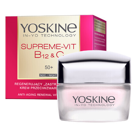 Yoskine Supreme-Vit B12 + C 50+, crema notte rigenerante antirughe, 50 ml