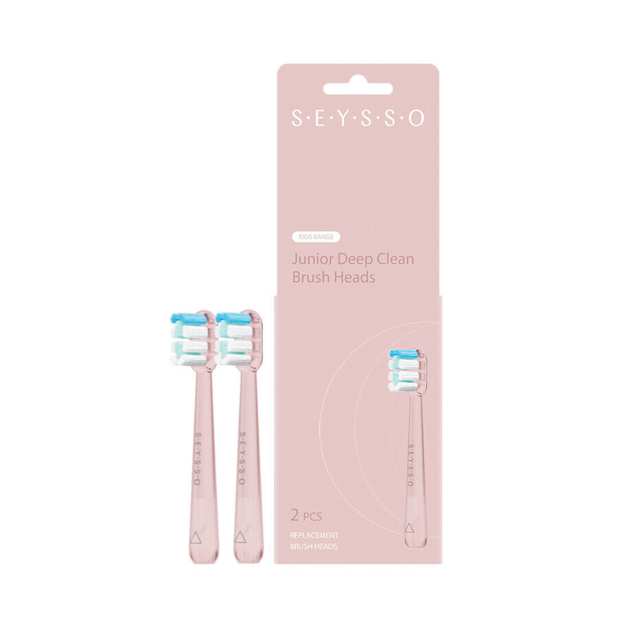 Seysso Deep Clean, Ersatzaufsätze für Schallzahnbürste Junior, rosa, 2 Stück