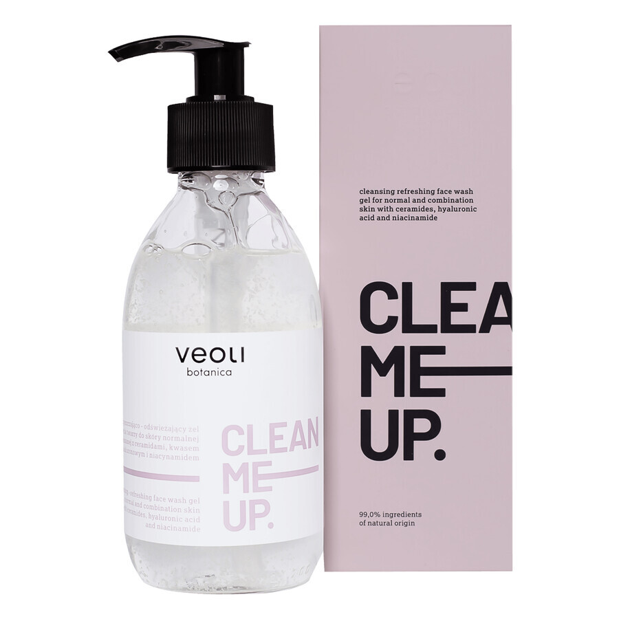 Veoli Botanica Clean Me Up, gel limpiador y refrescante para piel normal y mixta, 190 ml