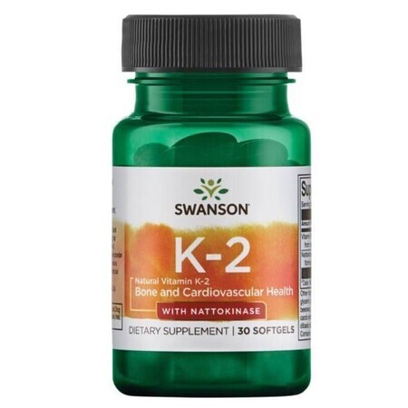 Swanson K-2, Vitamin K 50 µg mit Nattokinase, 30 Gelkapseln