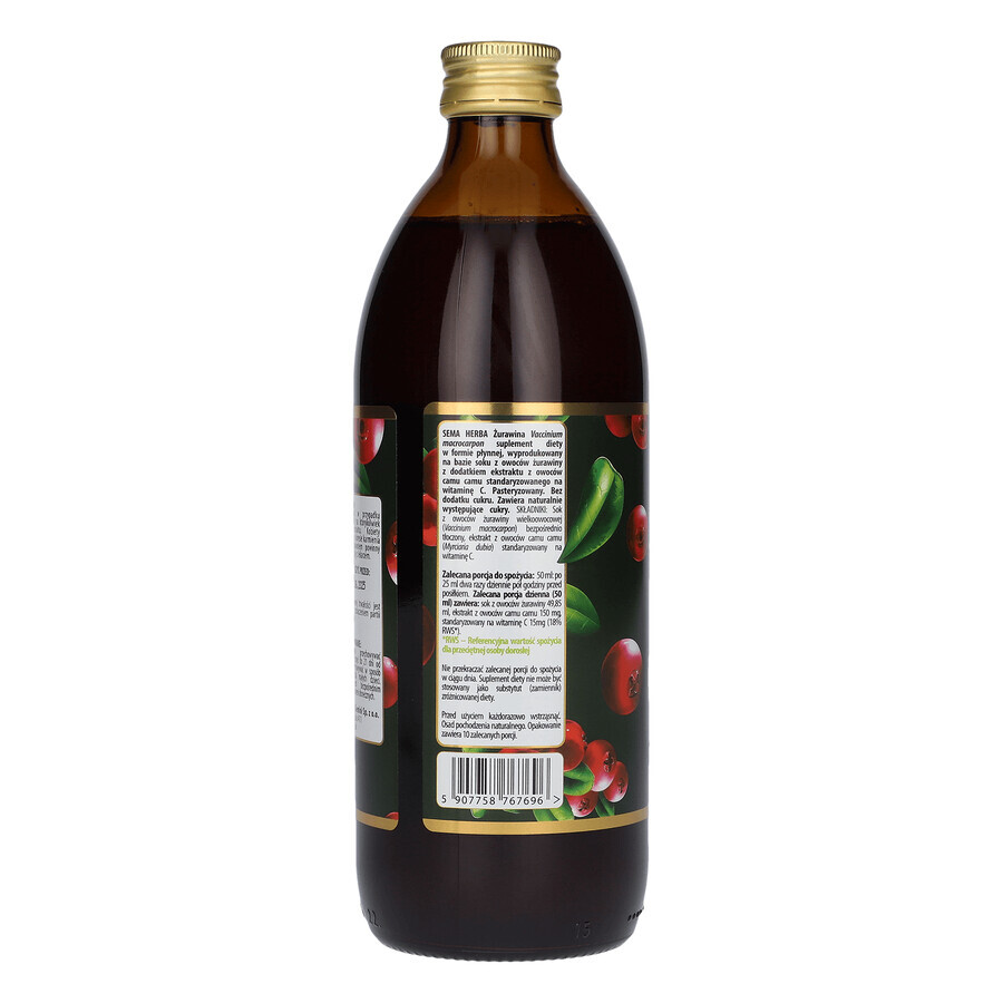 SEMA Herba Cranberry, Fruchtsaft, 500 ml