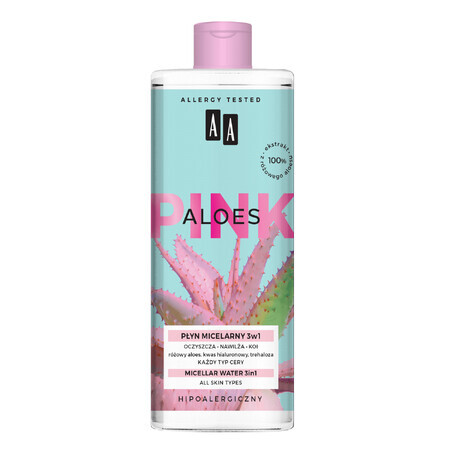 AA Aloe Pink, loțiune micelară 3în1, toate tipurile de piele, 400 ml