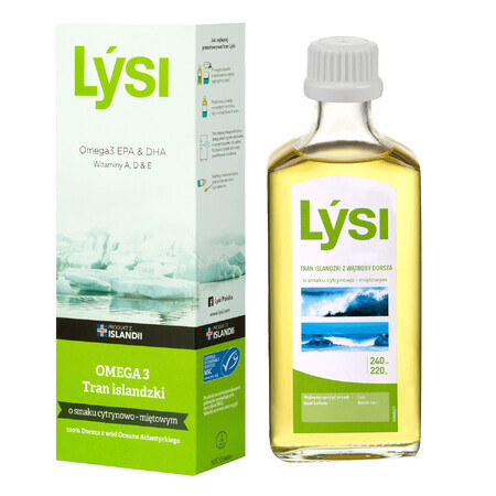 Lysi Isländische Transfette, Geschmack: Zitrone und Minze, 240 ml