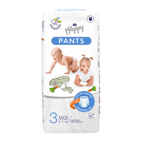 Bella Baby Happy Pants, Windeln, Größe 3 Midi, 6-11 kg, 48 Stück