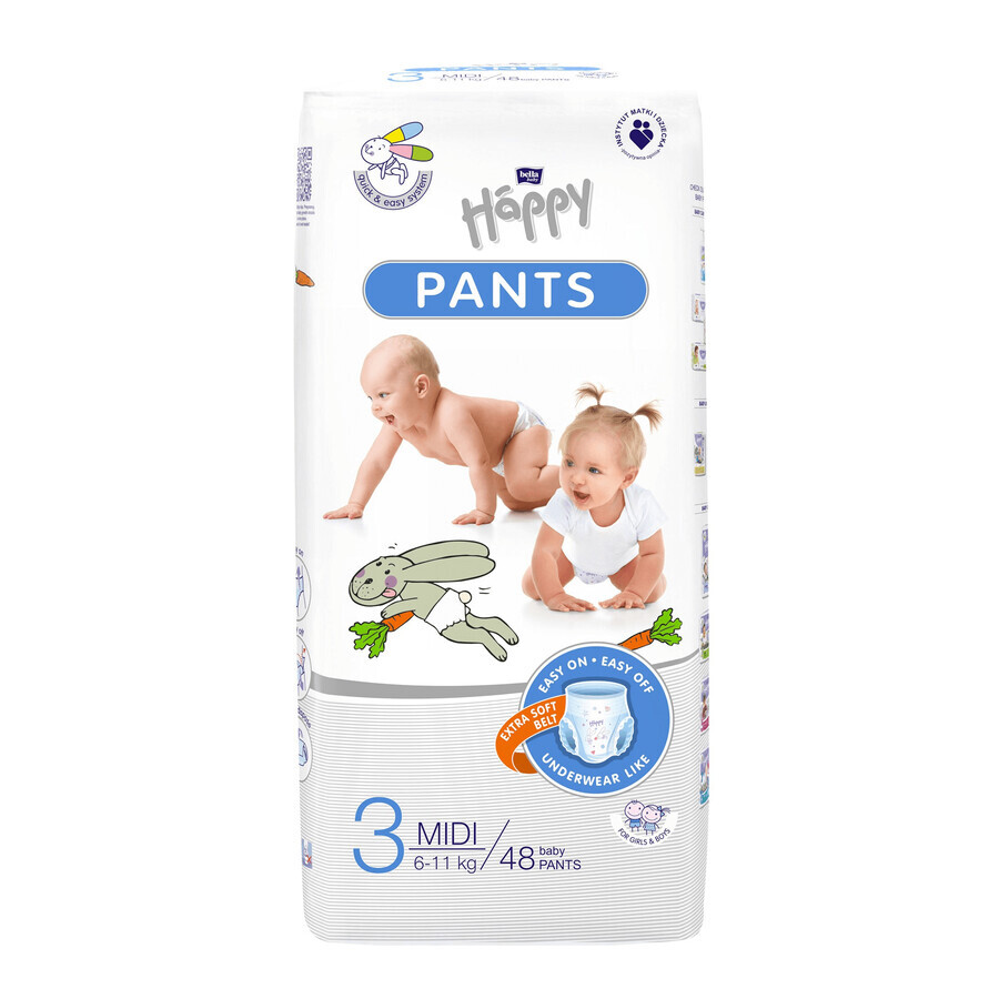 Bella Baby Happy Pants, Windeln, Größe 3 Midi, 6-11 kg, 48 Stück