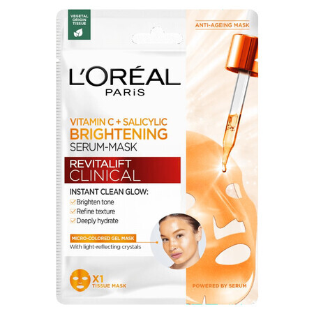 L'Oréal Revitalift Clinical, sérum-masque illuminant en feuille avec vitamine C et acide salicylique, 26 g