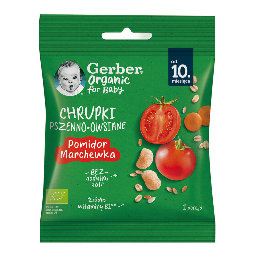 Gerber Organic Chips de trigo y avena, tomate, zanahoria, después de 10 meses, 7 g