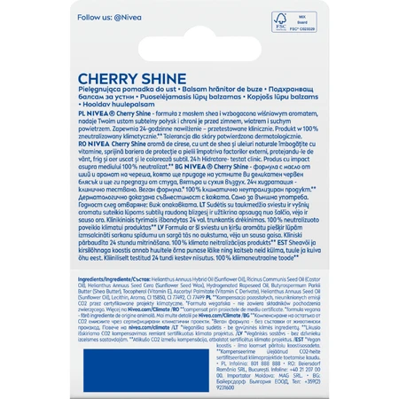 Nivea, Lip Care Lipstick, Cherry Shine, 1 pc