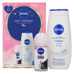 Nivea Soft Moment Set, Duschgel, Creme Soft, 250 ml + Black &amp; White Invisible, Antitranspirant Stick, 48h, Clear, 50 ml