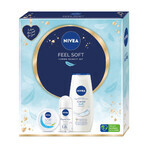 Nivea Feel Soft Set, Intensive moisturizing cream for face, body and hands, 100 ml + Original Care, roll-on antiperspirant, 48h, 50 ml + Creme Soft, shower gel, 250 ml