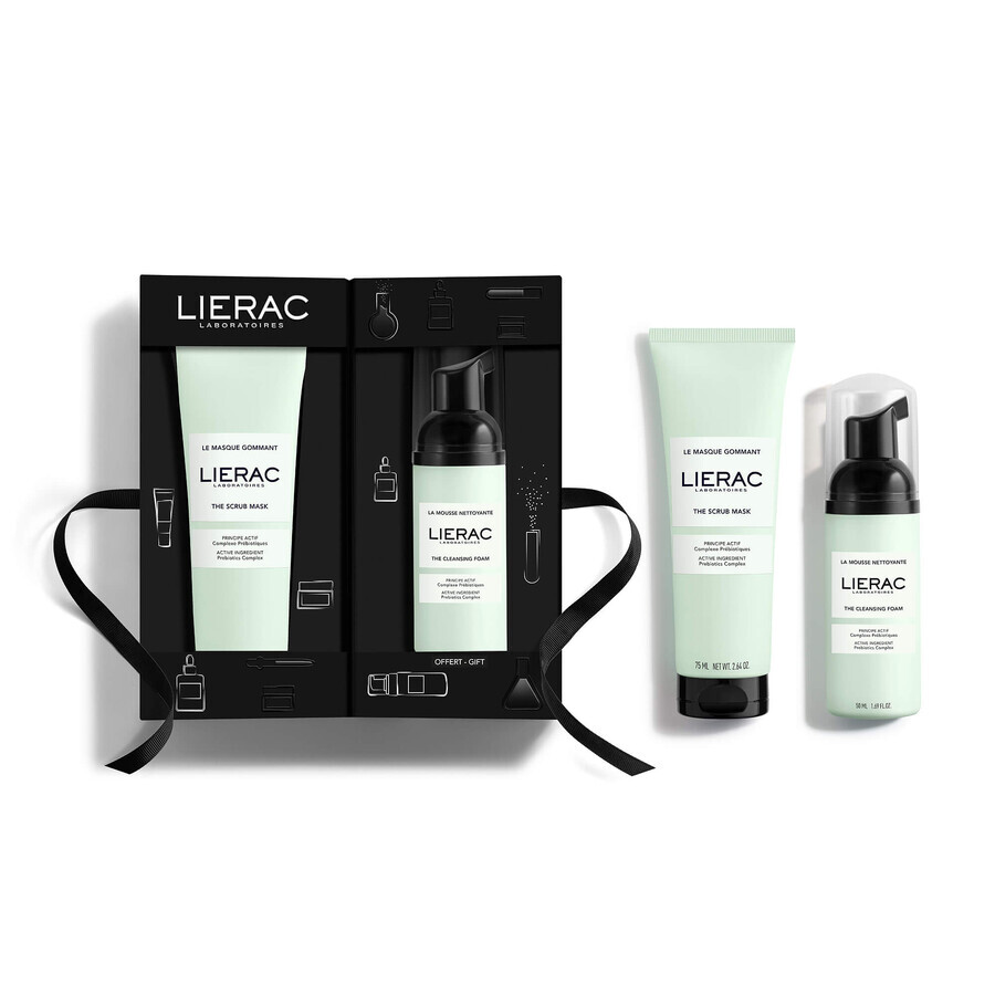 Lierac set, mascarilla peeling, 75 ml + espuma limpiadora, 50 ml de regalo