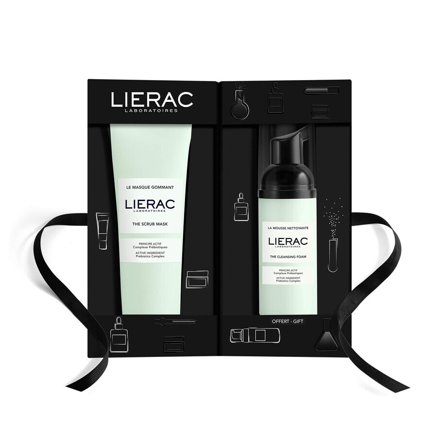 Lierac set, mascarilla peeling, 75 ml + espuma limpiadora, 50 ml de regalo