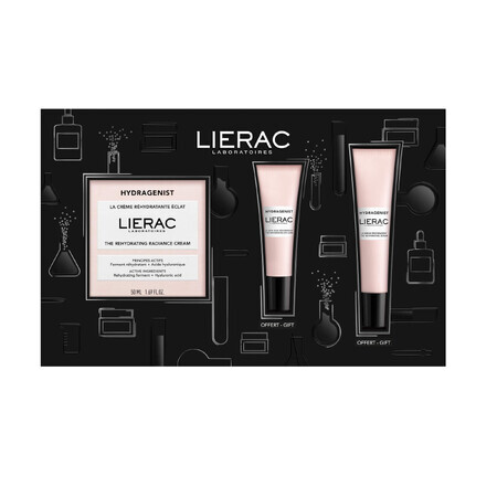 Lierac Hydragenist set, crema hidratante iluminadora, 50 ml + sérum, 15 ml + crema contorno de ojos, 7,5 ml de regalo